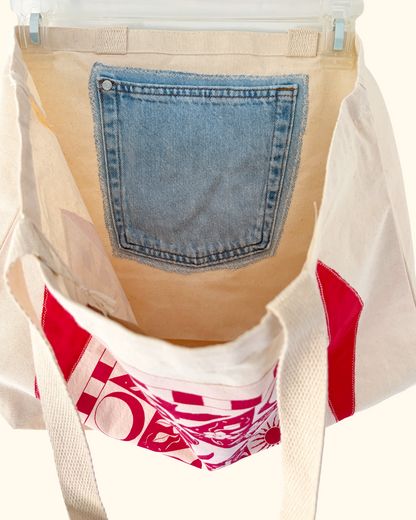 spring patchwork tote bag