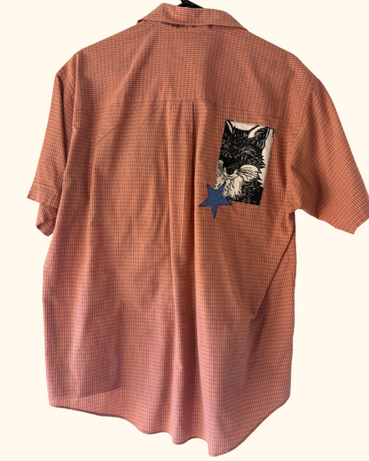 orange wildlife button shirt