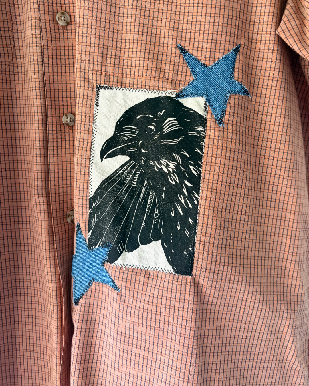orange wildlife button shirt