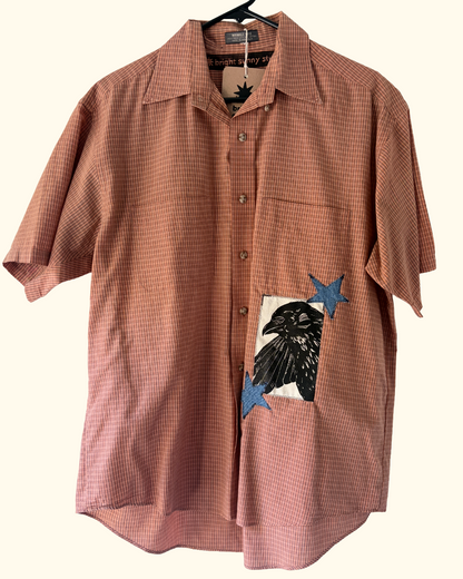 orange wildlife button shirt