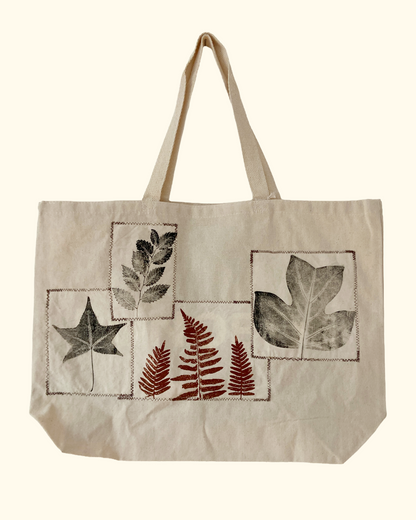 plant collage tote bag