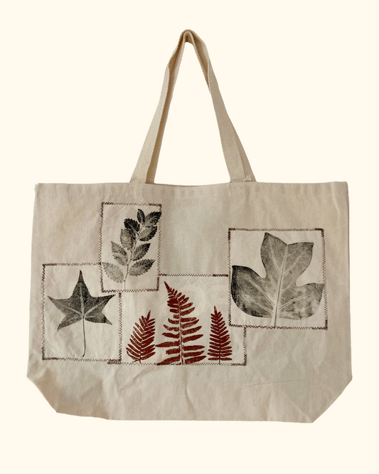 plant collage tote bag