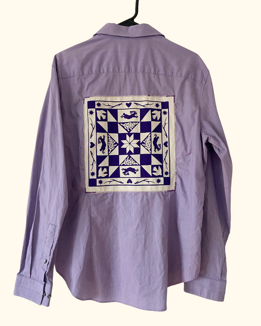 purple winter quiltwork button shirt