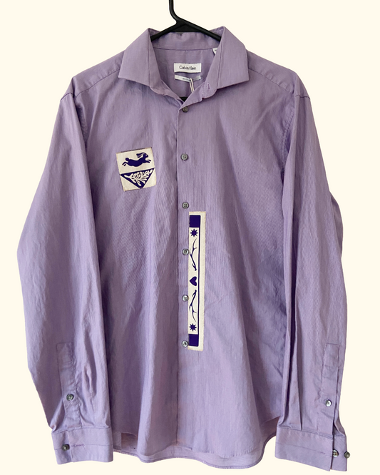 purple winter quiltwork button shirt