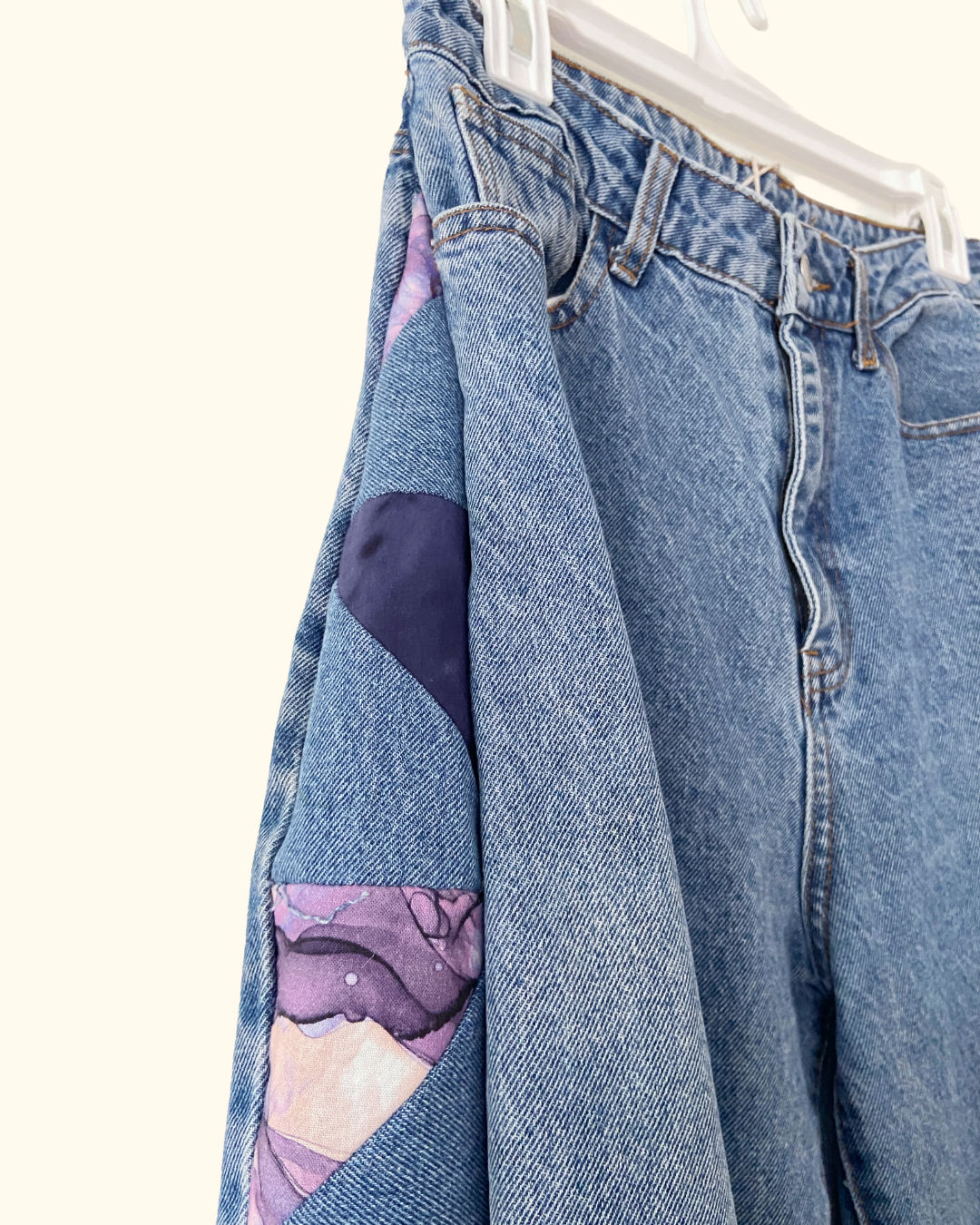 quilted ginko leaf jeans