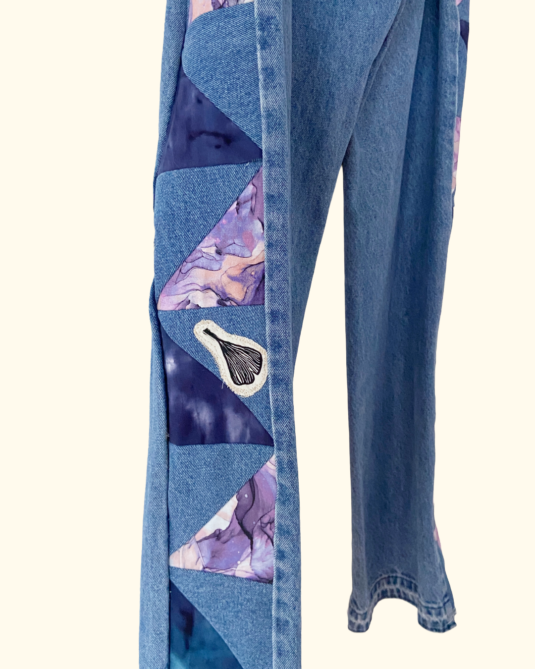 quilted ginko leaf jeans