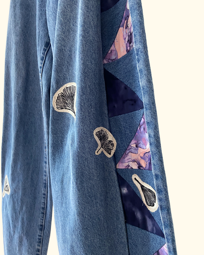 quilted ginko leaf jeans