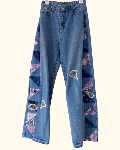 quilted ginko leaf jeans