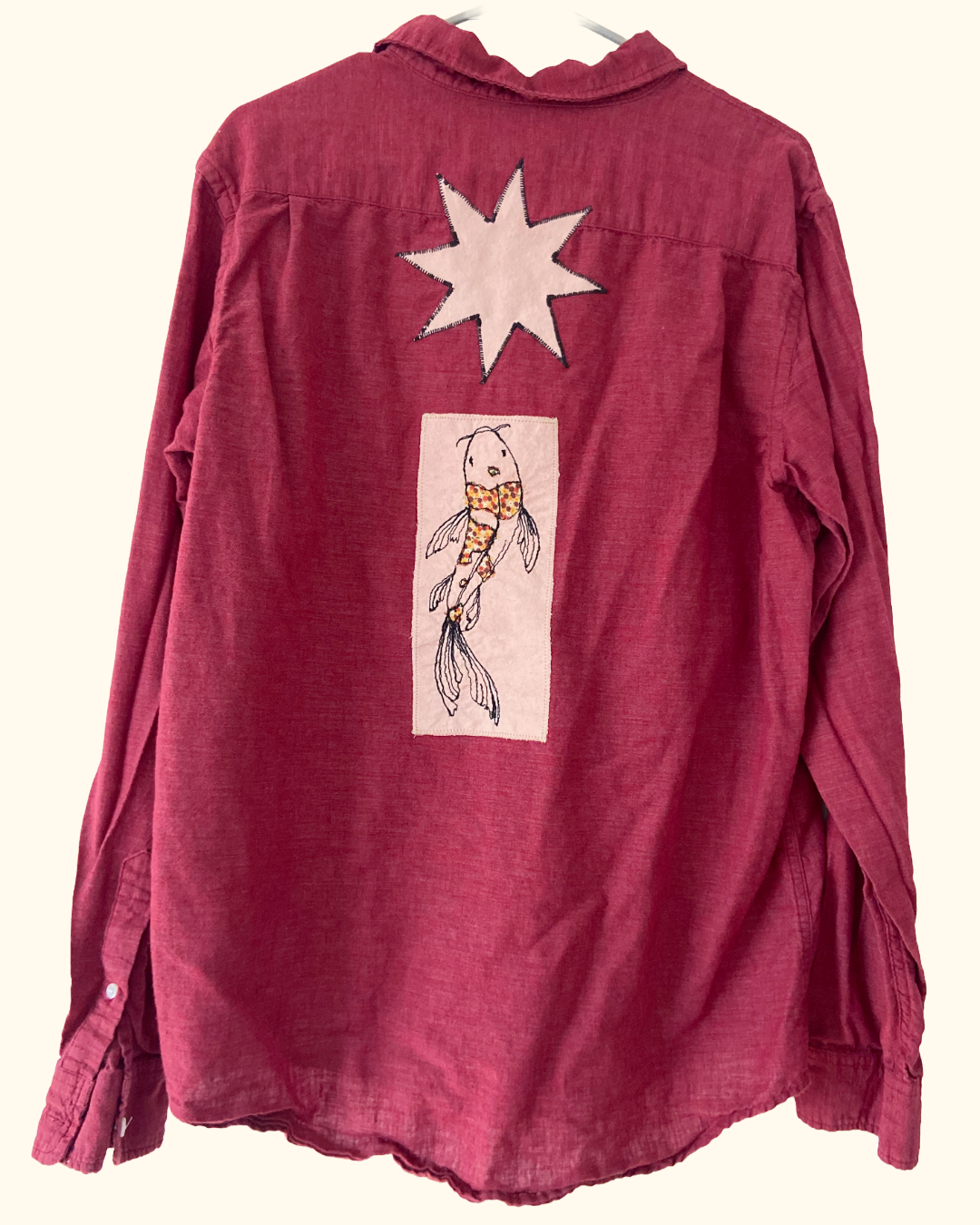 red koi fish button shirt