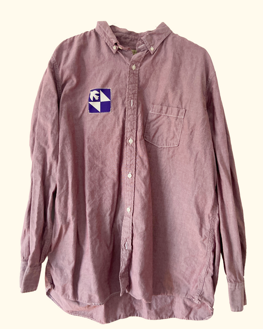 red winter quiltwork button shirt