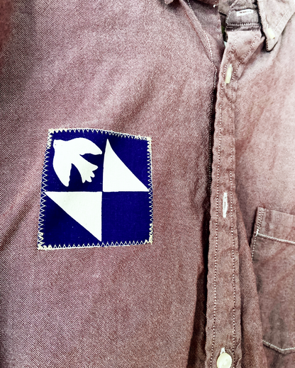 red winter quiltwork button shirt