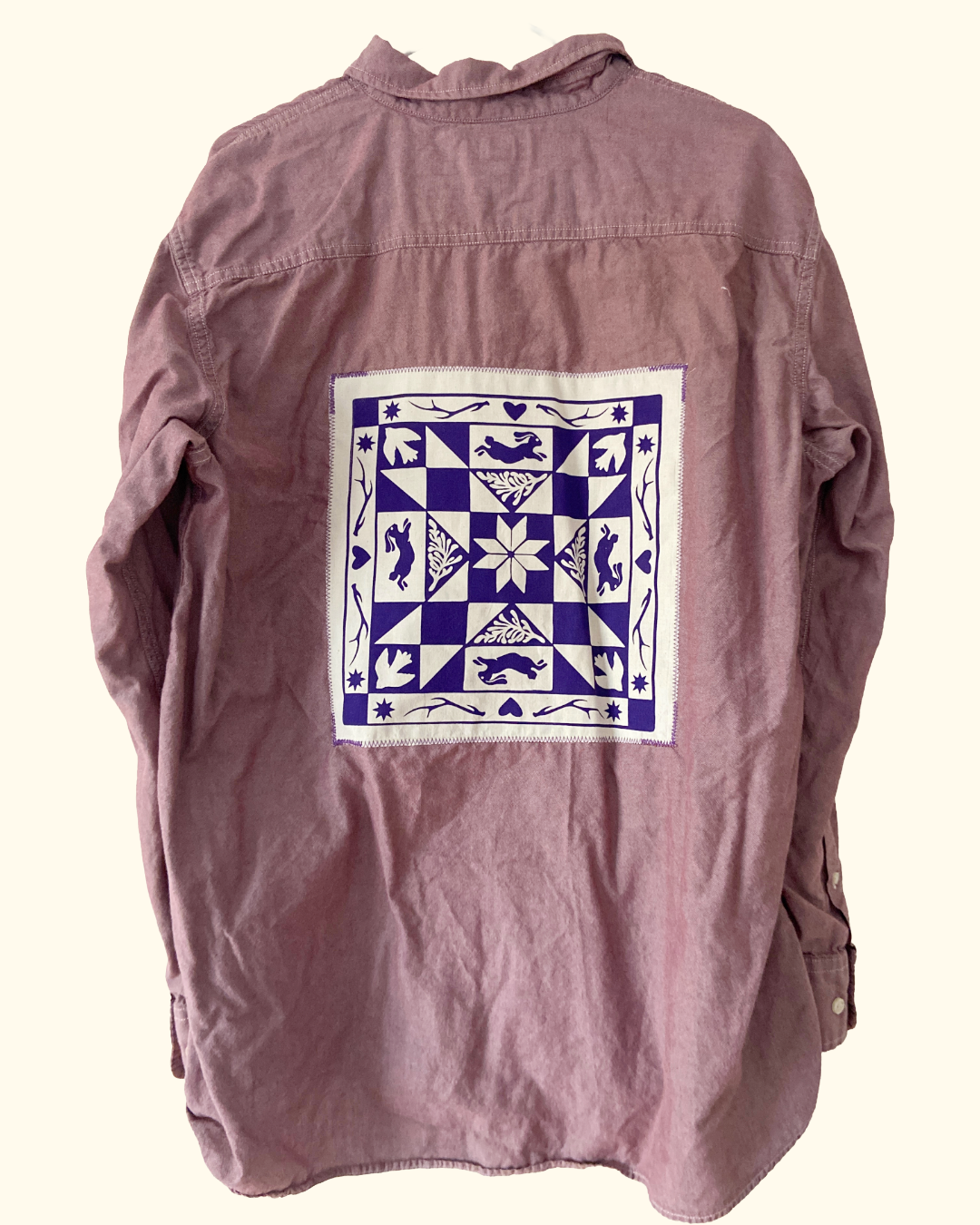 red winter quiltwork button shirt