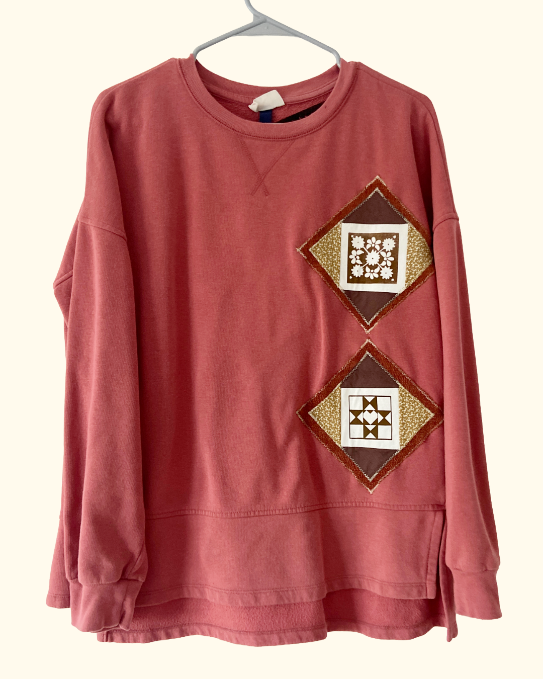 terracotta quilted patch sweatshirt