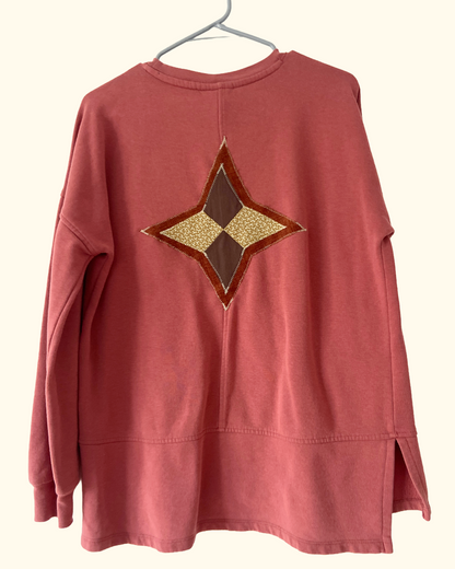 terracotta quilted patch sweatshirt