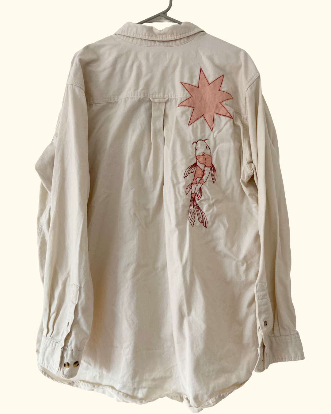 white koi fish button shirt